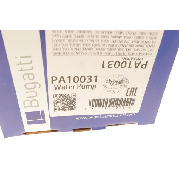 PA10031 BUGATTI Помпа води Fiat Doblo 1.3D/JTD/Opel Combo/Astra H/J/Corsa D/E 1.3CDTI 05- (R/B) (6 лоп.)
