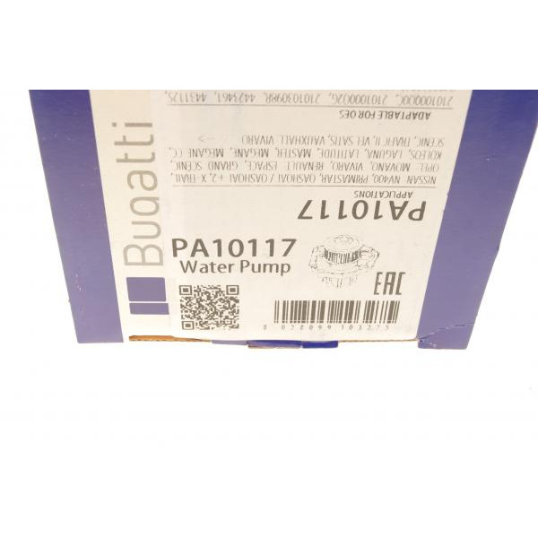 PA10117 BUGATTI Помпа води Nissan Qashqai/X-Trail/Renault Trafic/Master/Laguna/Megane 2.0/2.3dCi 05- (R/B) (16 лоп)