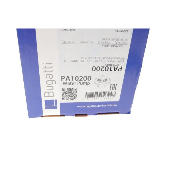 PA10200 BUGATTI Насос води Renault Laguna III/Megane III/Scenic III/Nissan X-Trail/Qashqai 2.0 16V 07-