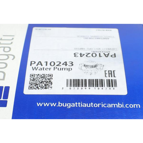 PA10243 BUGATTI Насос води Chevrolet Volt/Opel Ampera 1.4 11- (B/B) (6 лоп.)
