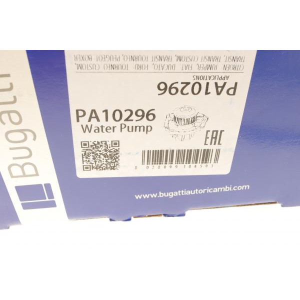 PA10296 BUGATTI Помпа води Citroen Jumper/Peugeot Boxer 2.2HDI/Fiat Ducato 2.2D/Ford Transit 2.2TDCi 06-
