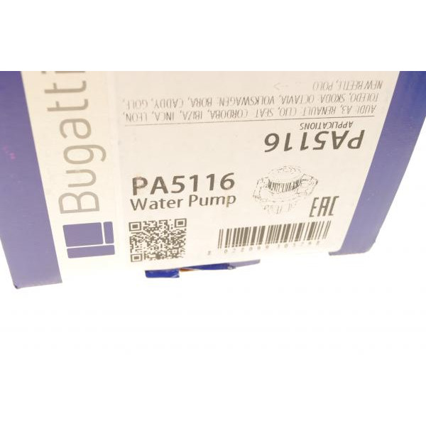 PA5116 BUGATTI Помпа води Skoda Octavia 1.9TDI 96-10/VW Caddy/Golf 1.9TDI/SDI 96-05 (R/B)(7 лоп)