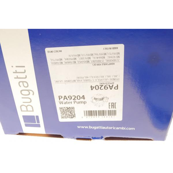 PA9204 BUGATTI Насос води Mitsubishi Pajero/L300/L400 2.5TD -00/Pajero Sport 2.5DI-D 08-/Pajero 2.3/2.5TD 82-90