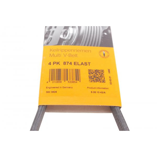 4PK874ELAST CONTINENTAL Ремінь генератора Fiat Doblo 1.6 01-