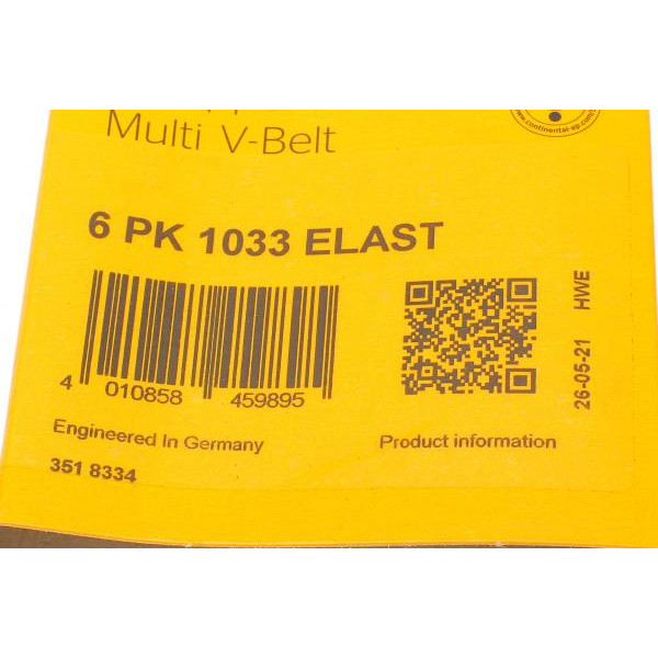 6PK1033ELAST CONTINENTAL Ремінь генератора Ford Fiesta VI 1.25-1.6Ti 08-