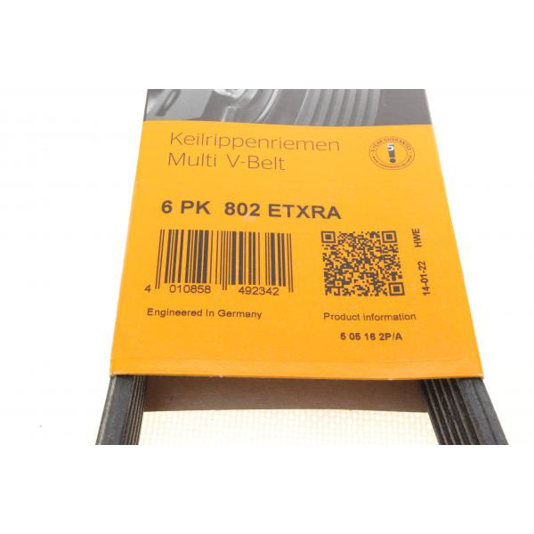 6PK802EXTRA CONTINENTAL Ремінь генератора Smart Fortwo 1.0 07-