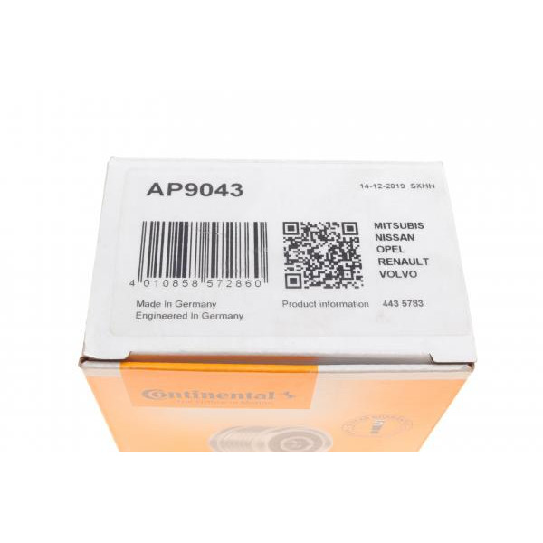 AP9043 CONTINENTAL Шків генератора Renault Trafic/Megane II 1.9dCi/2.0 01-/Opel Movano/Vivaro 1.9DI/2.0 01- (5PK)