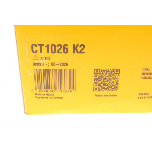 CT1026K2 CONTINENTAL Комплект ГРМ Renault Kangoo 1.9dTi/dCi 00-/Master 1.9dTi 00-03/Opel Movano 1.9DTI 00-01 (26x153z)