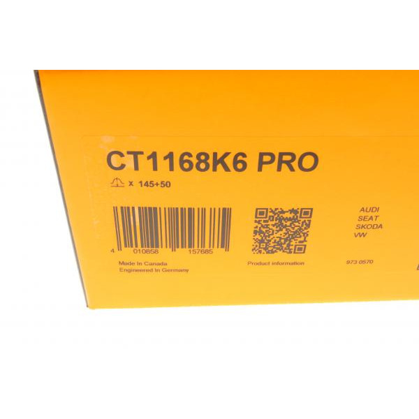 CT1168K6PRO CONTINENTAL Комплект ГРМ VW Caddy 2.0TDI 15-/Golf VII 1.6TDI/2.0TDI 12- (25x145z) (2 ремені+3 ролики)