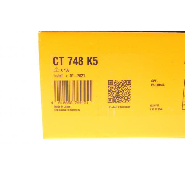 CT748K5 CONTINENTAL Комплект ГРМ Opel Astra F/Vectra A 1.7TD 90-98/Corsa B 1.7D 94-01 (25x136z)