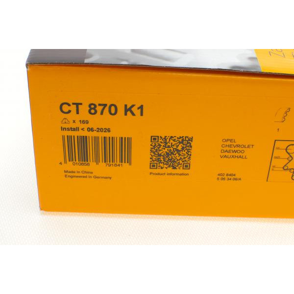 CT870K1 CONTINENTAL Комплект ГРМ Opel Astra F/Vectra A/B/Chevrolet Epica/Lacetti/Daewoo Nubira 1.8-2.0i 97- (24x169z)