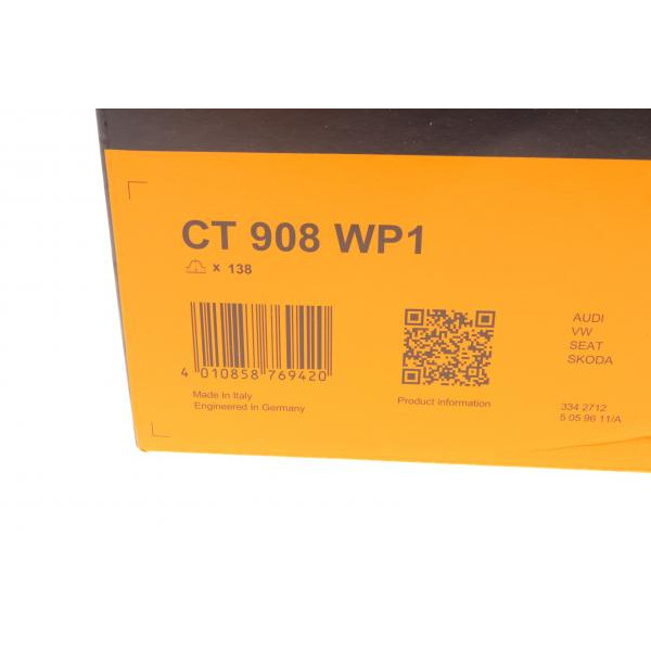 CT908WP1 CONTINENTAL Комплект ГРМ + помпа Audi A3/A4/Skoda Octavia/WV Caddy III/Golf IV/V/Passat/Touran1.6 95- (23x138z)