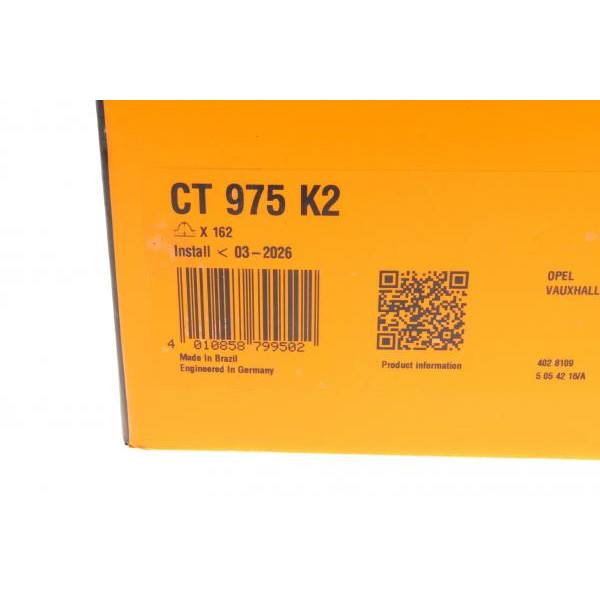 CT975K2 CONTINENTAL Комплект ГРМ Opel Astra G/Zafira A 1.4-1.8 16V 98-09 (20x162z)