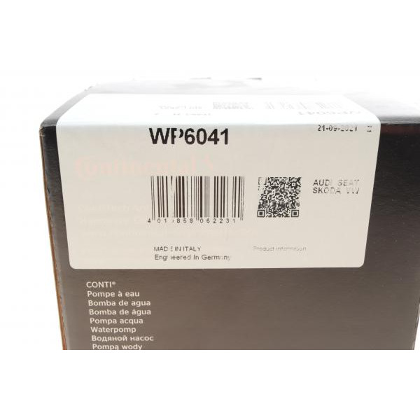 WP6041 CONTINENTAL Помпа води Audi A3-A6/VW Caddy/Golf IV/Passat/T5/Skoda Octavia 1.8T/2.0 03- (з прокладкою)