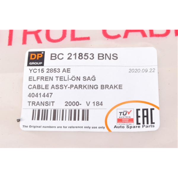BC21853BNS DP Трос ручника (передній) Ford Transit 00-06 (910mm)