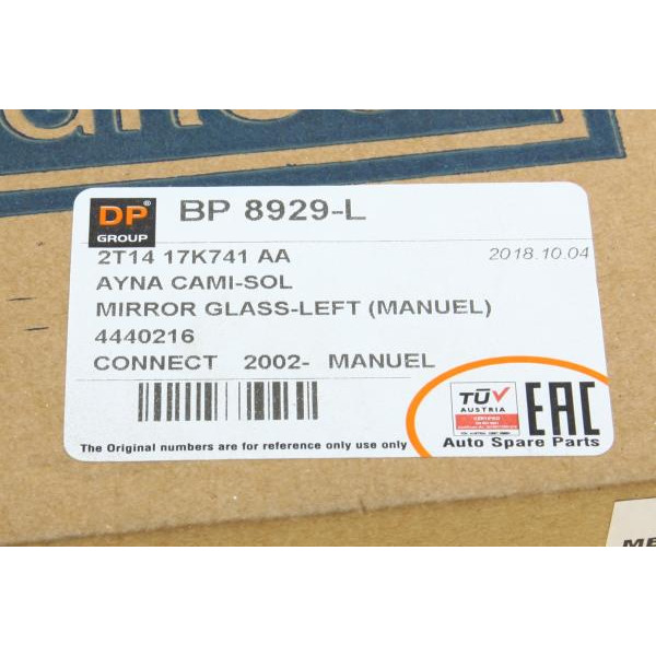 BP8929L DP Скло дзеркала Ford Connect 02-(L)