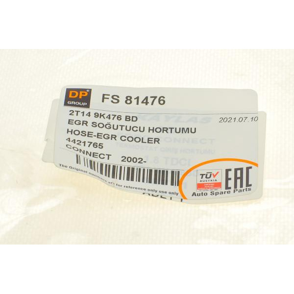 FS81476 DP Патрубок EGR Ford Connect 1.8 TDCi 02-13