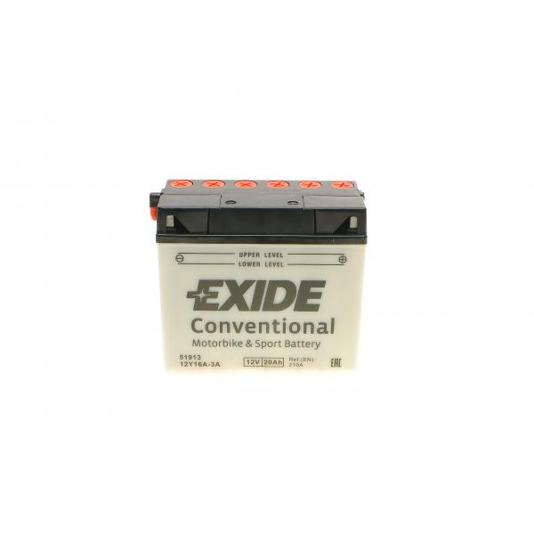 12Y16A3A EXIDE Акумуляторна батарея 20Ah/210A (185x80.5x170/+R/B0) (мото) (співзаряджений)