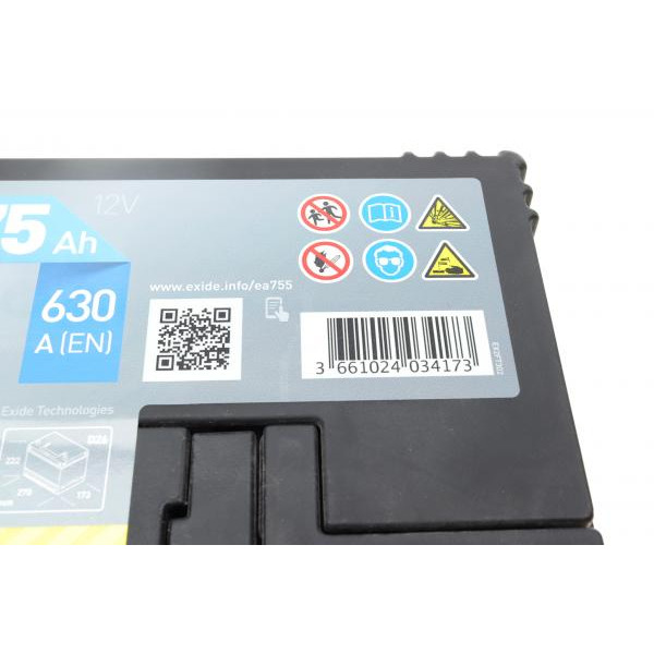 EA755 EXIDE Акумуляторна батарея 75Ah/630A (270x173x222/+L/B01) Premium Азія