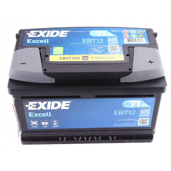 EB712 EXIDE Акумуляторна батарея 71Ah/670A (278x175x175/+R/B13) Excell