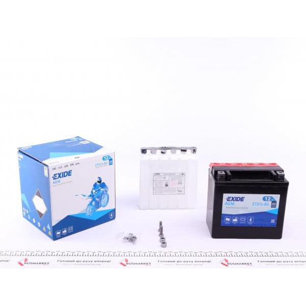 ETX14BS EXIDE Акумуляторна батарея 12Ah/200A (150x87x145/+L/B0) (AGM) (мото) (заморожений)