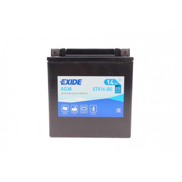ETX16BS EXIDE Акумуляторна батарея 14Ah/215A (150x87x161/+L/B0) (AGM) (мото) (співзаряджений)