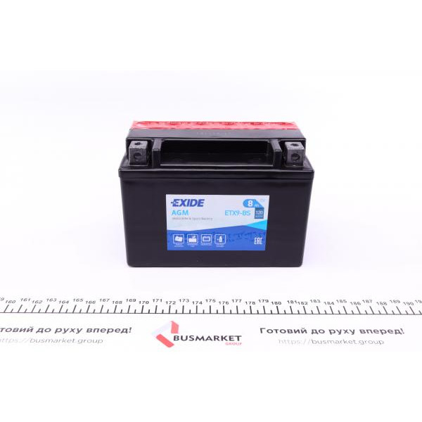 ETX9BS EXIDE Акумуляторна батарея 8Ah/120A (150x87x105/+L/B0) (AGM) (мото) (співзаряджений)