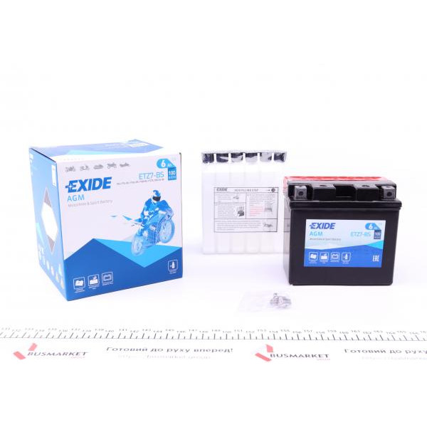 ETZ7BS EXIDE Акумуляторна батарея 6Ah/100A (113x70x105/+R/B00) (AGM) (мото) (співзаряджений)
