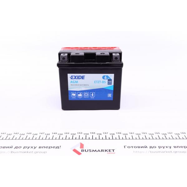 ETZ7BS EXIDE Акумуляторна батарея 6Ah/100A (113x70x105/+R/B00) (AGM) (мото) (співзаряджений)