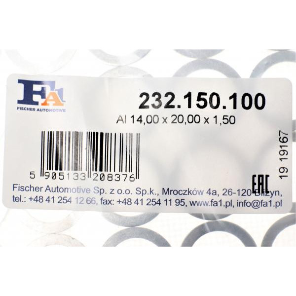 232150100 FA1 Шайба болта зливу олії VW Passat 2.5 TDI 98-05 (14x20x1.5) (к-кт 100шт)