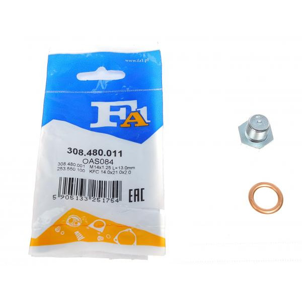 308480011 FA1 Болт зливу олії + шайба Citroen Berlingo/Jumper/Jumpy/Peugeot Boxer/Expert/Partner 96- (M14x1.25)