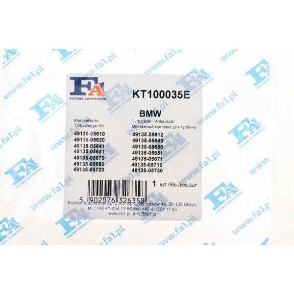 KT100035E FA1 Комплект прокладок турбіни BMW 3 (E90) 04-11