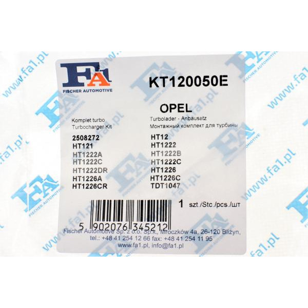 KT120050E FA1 Комплект прокладок турбіни Renault Master 3.0 dCi 03-