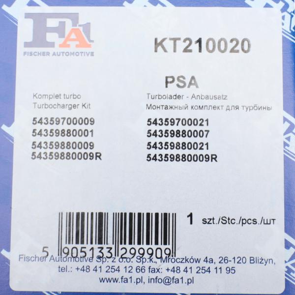 KT210020 FA1 Комплект прокладок турбіни Citoren Nemo/Peugeot Bipper 1.4 HDi 08-