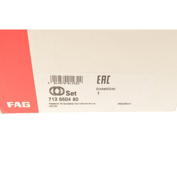 713660480 FAG Підшипник маточини (задня) Volvo S60/S80/V60/V70/XC70/XC90 02-18 (135.9/63.1x81.3x63.3)