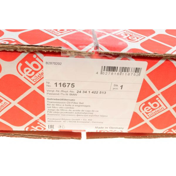 11675 FEBI BILSTEIN Фільтр АКПП BMW 3 (E36)/5 (E34/E39)/7 (E38) 2.0-3.0 i -03 (з кільцем та кріпильними гвинтами)
