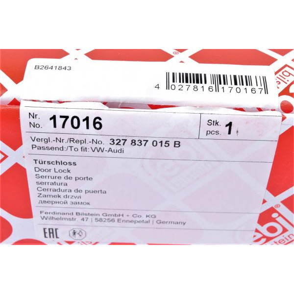 17016 FEBI BILSTEIN Замок дверей (передній/L) VW Caddy I/Golf II/Jetta II/Polo 75-