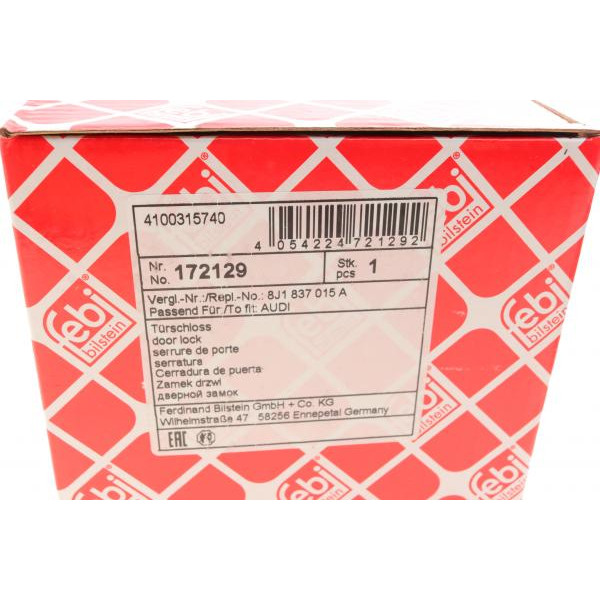 172129 FEBI BILSTEIN Замок дверей (передній/L) Audi A4/A5 07-16/Q3 11-18/Q5 08-17/Q7 06-15