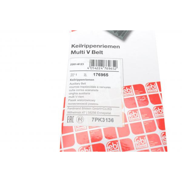 176965 FEBI BILSTEIN Ремінь генератора Ford Ranger 2.2 TDCi 16V 11- (7PK3136)