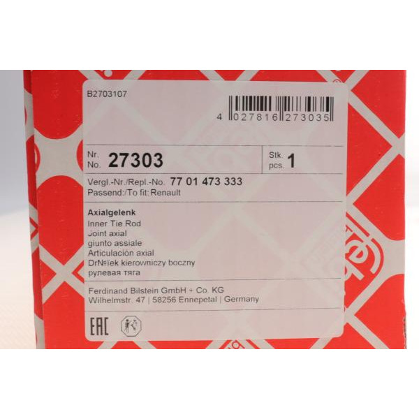 27303 FEBI BILSTEIN Тяга рульова Renault Trafic/Opel Vivaro 01-(к-кт)