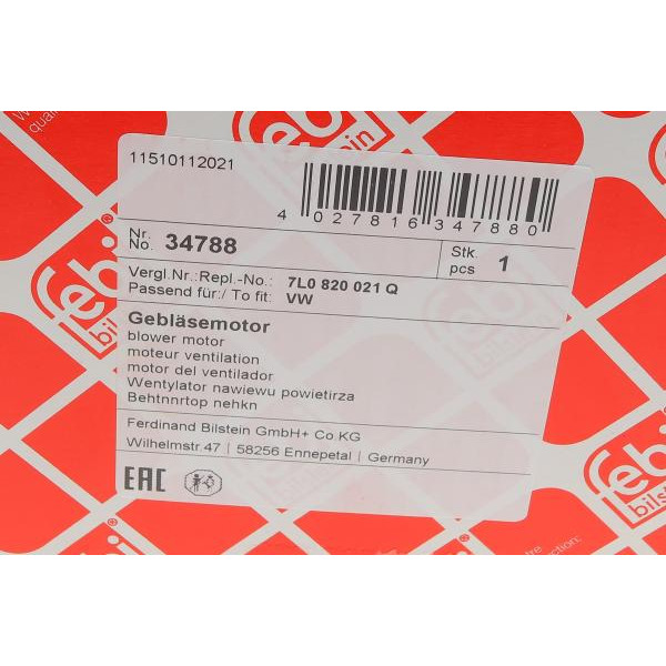34788 FEBI BILSTEIN Моторчик пічки Audi Q7 06-15/VW Touareg 02-10/Amarok 10-13/Porsche Cayenne 03-