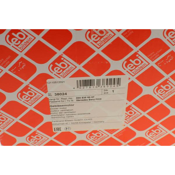 38024 FEBI BILSTEIN Моторчик пічки MB Sprinter/VW Crafter 06-