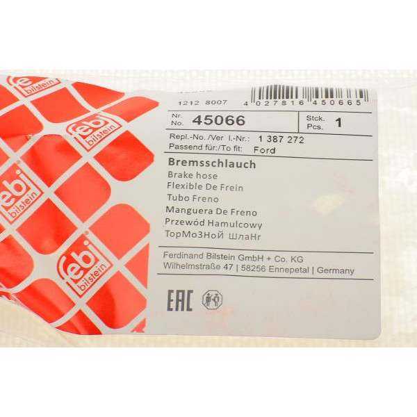 45066 FEBI BILSTEIN Шланг гальмівний (задній) Ford C-Max/Focus 1.4-2.5/2.0D 03-12 (L=440mm)