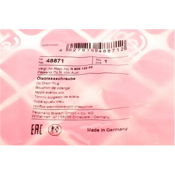 48871 FEBI BILSTEIN Болт зливу олії VW Caddy III/T4/T5/T6/Crafter