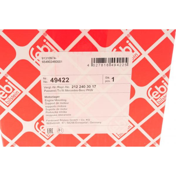 49422 FEBI BILSTEIN Подушка двигуна (L) MB E-class (W212) 2.2 11-16