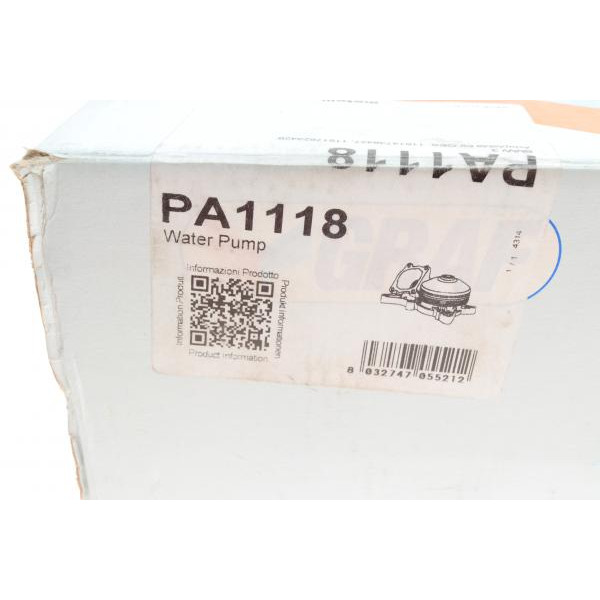 PA1118 GRAF Помпа води BMW 3 (E90/E91/E92/E93) 325d/330d/xDrive 08-13 (B/B) (6 лоп.) (6 кан.)
