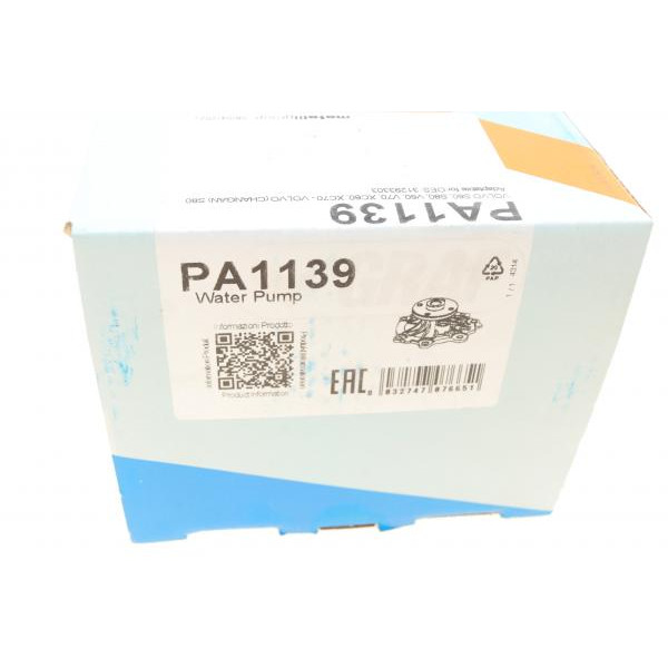 PA1139 GRAF Помпа води Volvo S60/S80/V60/V70/XC60/XC70 3.0/3.2 06-18 (B/B) (6 лоп.)