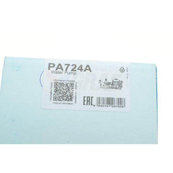 PA724A GRAF Помпа води Renault Kangoo/Laguna/Megane/Scenic 1.4/1.6 97-08/Logan 14- (20z)(B/B)(8лоп)