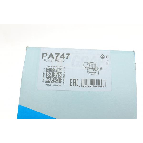 PA747 GRAF Помпа води Citroen C4/C5/C8/Jumpy/Berlingo 2.0HDi/Fiat Scudo/Ducato 1.9D/2.0JTD 98- (20z)(B/B)(7лоп)