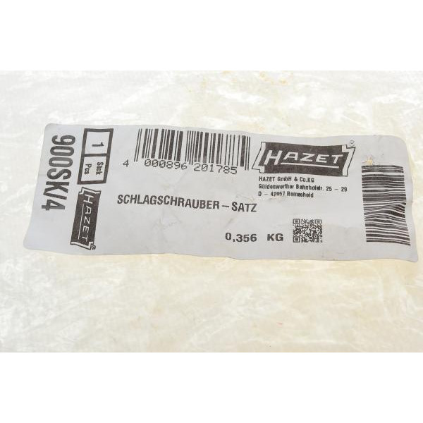 900SK4 HAZET Набір головок ударних 6-гранних (1/2") (4 шт) (13/17/19/21mm)